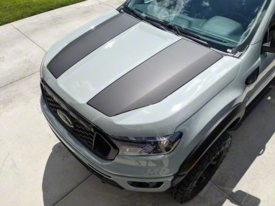 Dual Hood Stripes with Pinstripes; Satin Black (19-23 Ranger)