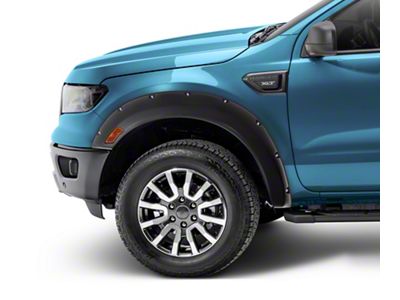 Elite Series Rivet Style Fender Flares; Front and Rear; Smooth Black (19-24 Ranger w/ 5-Foot Bed)