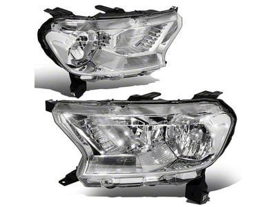 Factory Style Headlights with Clear Corners; Chrome Housing; Clear Lens (19-23 Ranger w/ Factory Halogen Headlights)