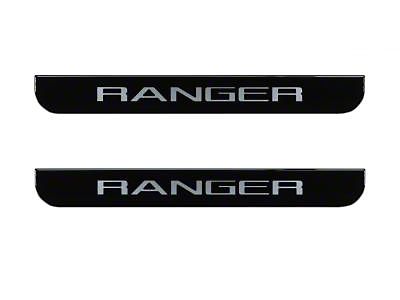 RIDGOEL 4 Pièces Protection Seuil de Porte de Voiture pour Ford Focus EcoBoost Mondeo Kuga Pickup F150 Ranger MPV Autocollant en Cuir de Fibre de Carbone Plinthes pour Auto Accessoires St-Line