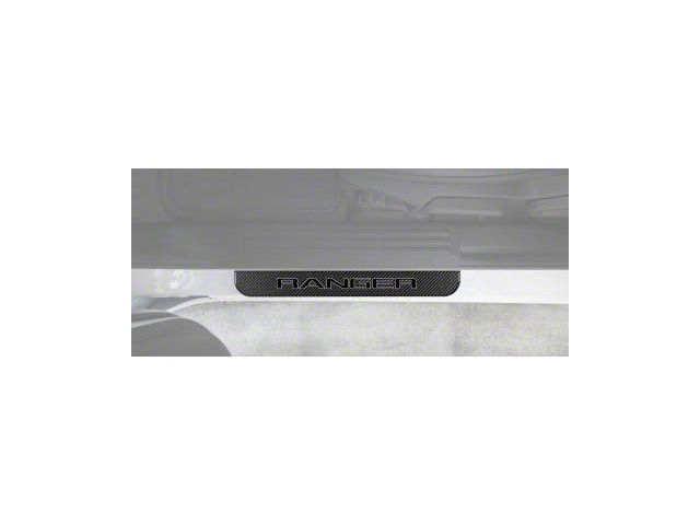 Front Door Sill Protection with Ranger Logo; Domed Carbon Fiber with Gray Outline (19-23 Ranger)