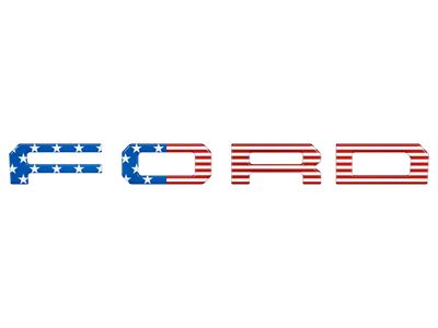 Front Grille Letter Overlays; American Flag (19-23 Ranger w/ OE Ford Raptor Grille)