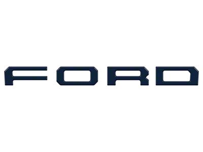 Front Grille Letter Overlays; Blue Jeans Metallic (19-23 Ranger w/ OE Ford Raptor Grille)
