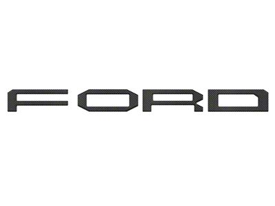 Front Grille Letter Overlays; Domed Carbon Fiber (24-25 Ranger Raptor)