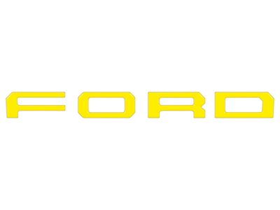 Front Grille Letter Overlays; Gloss Yellow (19-23 Ranger w/ OE Ford Raptor Grille)