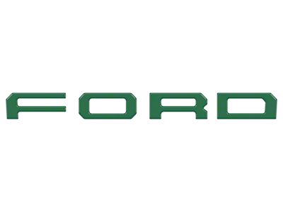 Front Grille Letter Overlays; Hunter Green (19-23 Ranger w/ OE Ford Raptor Grille)
