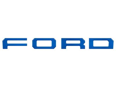 Front Grille Letter Overlays; Lightning Blue (19-23 Ranger w/ OE Ford Raptor Grille)