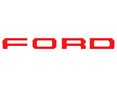 Front Grille Letter Overlays; Race Red (19-23 Ranger w/ OE Ford Raptor Grille)