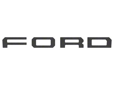 Front Grille Letter Overlays; Raw Carbon Fiber (19-23 Ranger w/ OE Ford Raptor Grille)