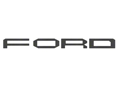Front Grille Letter Overlays; Raw Carbon Fiber (24-25 Ranger Raptor)