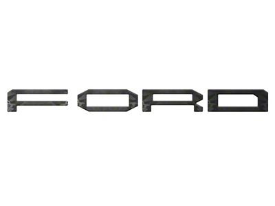 Front Grille Letter Overlays; Reflective Black Shadow (24-25 Ranger Raptor)
