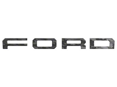 Front Grille Letter Overlays; Reflective Black Topo (19-23 Ranger w/ OE Ford Raptor Grille)