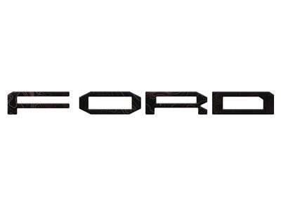 Front Grille Letter Overlays; Reflective Black Topo with Red (24-25 Ranger Raptor)