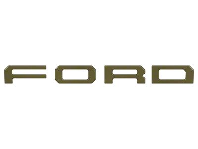 Front Grille Letter Overlays; Shelter Green (19-23 Ranger w/ OE Ford Raptor Grille)