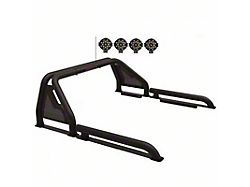 Gladiator Roll Bar with 7-Inch Black Round LED Lights; Black (19-24 Ranger)