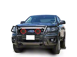 Grille Guard with 7-Inch Red Round LED Lights; Black (19-23 Ranger)
