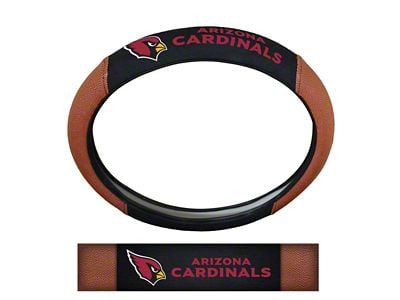 Grip Steering Wheel Cover with Arizona Cardinals Logo; Tan and Black (Universal; Some Adaptation May Be Required)