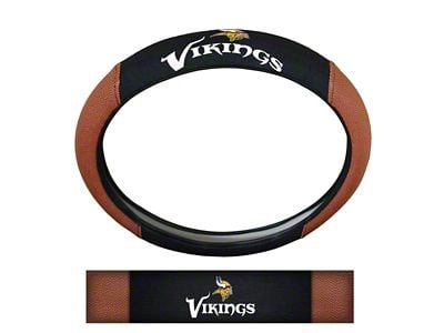 Grip Steering Wheel Cover with Minnesota Vikings Logo; Tan and Black (Universal; Some Adaptation May Be Required)