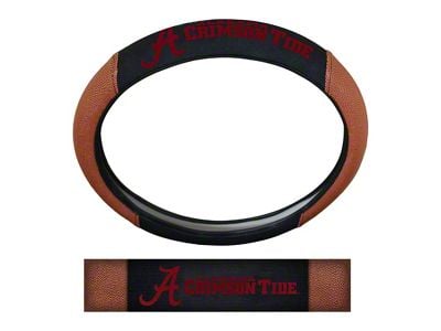 Grip Steering Wheel Cover with University of Alabama Logo; Tan and Black (Universal; Some Adaptation May Be Required)