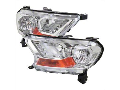 Halogen Factory Style Headlights; Chrome Housing; Clear Lens (19-23 Ranger w/ Factory Halogen Headlights)