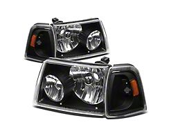 Headlights with Amber Corner Lights; Black Housing; Clear Lens (01-11 Ranger)
