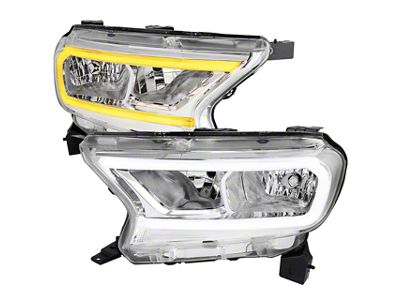 LED Bar Factory Style Headlights; Chrome Housing; Clear Lens (19-23 Ranger w/ Factory Halogen Headlights)