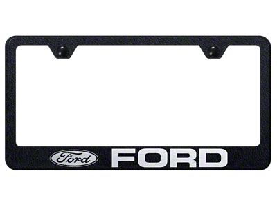 Ford Laser Etched Stainless Steel License Plate Frame; Rugged Black (Universal; Some Adaptation May Be Required)