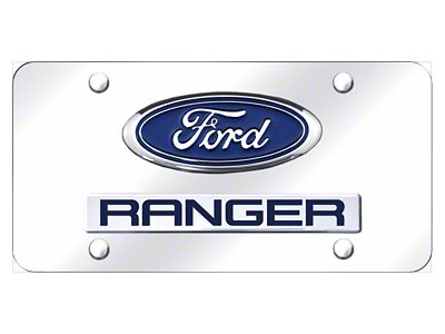Dual Ford Ranger License Plate; Chrome on Chrome (Universal; Some Adaptation May Be Required)