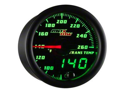 MaxTow Transmission Temperature Gauge; Black and Green (Universal; Some Adaptation May Be Required)
