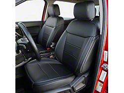 Kustom Interior Premium Artificial Leather Front and Rear Seat Covers; All Black with White Stitching (19-23 Ranger XL, XLT)