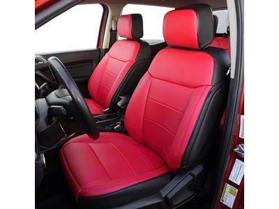 Premium Artificial Leather Front and Rear Seat Covers; Black with All Red Front Face (19-23 Ranger XL, XLT)