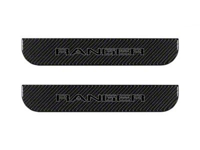 Rear Door Sill Protection; Domed Carbon Fiber with Gray Outline (19-23 Ranger SuperCrew)