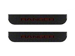 Rear Door Sill Protection; Domed Carbon Fiber with Red Outline (19-23 Ranger SuperCrew)