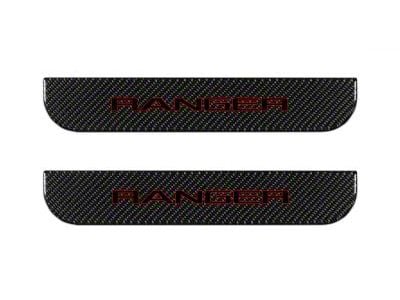 Rear Door Sill Protection; Domed Carbon Fiber with Red Outline (19-23 Ranger SuperCrew)