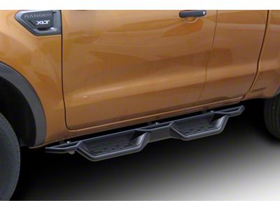 Round Tube Drop Style Nerf Side Step Bars; Black (19-23 Ranger SuperCab)