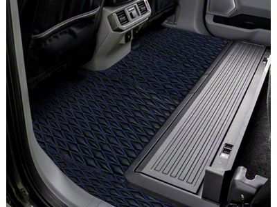 Single Layer Diamond Front and Rear Floor Mats; Black and Blue Stitching (19-24 Ranger SuperCrew)