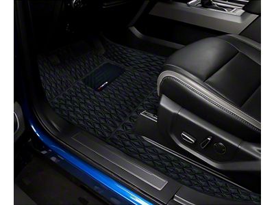 Single Layer Diamond Front Floor Mats; Black and Black Stitching (19-25 Ranger)