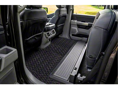 Single Layer Diamond Front and Rear Floor Mats; Black and Red Stitching (19-25 Ranger SuperCrew)