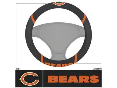 Steering Wheel Cover with Chicago Bears Logo; Black (Universal; Some Adaptation May Be Required)