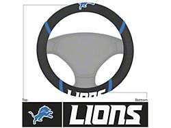 Steering Wheel Cover with Detroit Lions Logo; Black (Universal; Some Adaptation May Be Required)