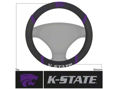 Steering Wheel Cover with Kansas State University Logo; Black (Universal; Some Adaptation May Be Required)