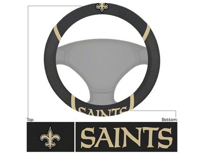 Steering Wheel Cover with New Orleans Saints Logo; Black (Universal; Some Adaptation May Be Required)