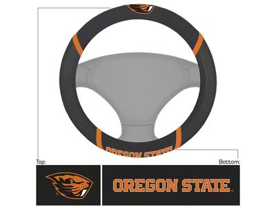 Steering Wheel Cover with Oregon State University Logo; Black (Universal; Some Adaptation May Be Required)