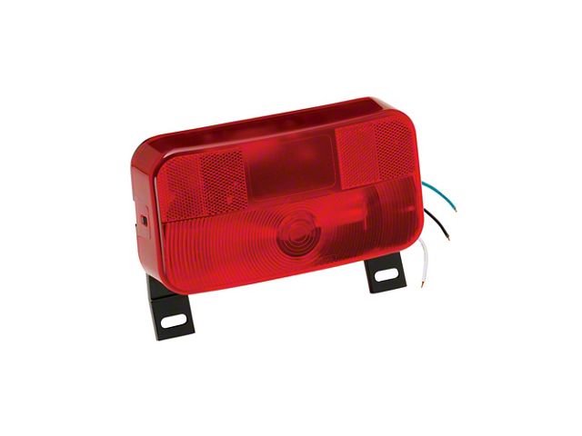 Surface Mount Trailer Tail Light 92; Red with License Bracket with Black Base