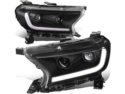 Switchback LED DRL Projector Headlights; Black Housing; Clear Lens (19-23 Ranger w/ Factory Halogen Headlights)