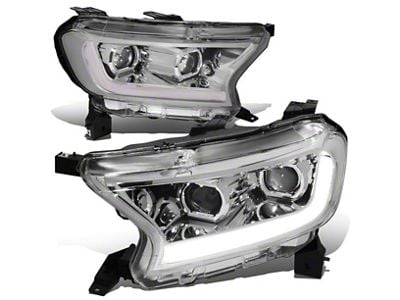 Switchback LED DRL Projector Headlights; Chrome Housing; Clear Lens (19-23 Ranger w/ Factory Halogen Headlights)