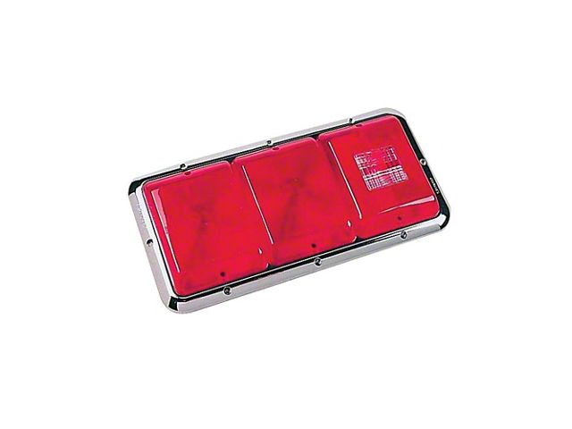 Trailer Tail Light 85; Recessed Triple Horizontal Mount Red, Red, Backup with Chrome Base