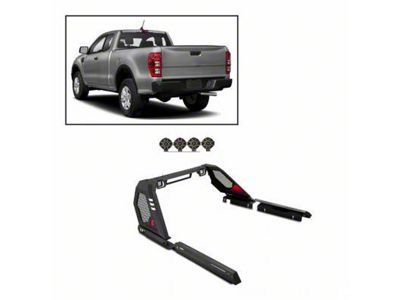 Vigor Roll Bar with 7-Inch Black Round LED Lights; Black (19-25 Ranger)