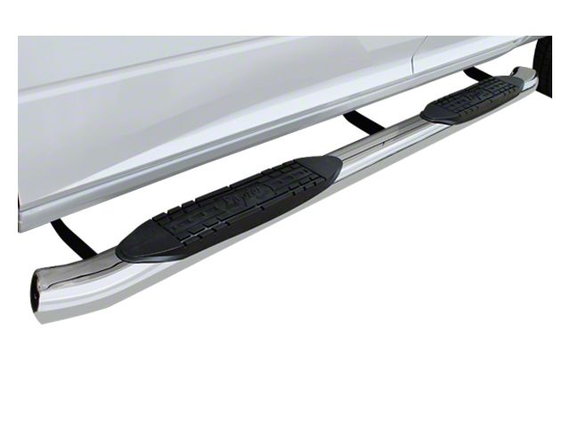 Raptor Series 4-Inch Curved OE Style Oval Nerf Side Step Bars; Polished Stainless Steel (04-08 F-150 SuperCrew)
