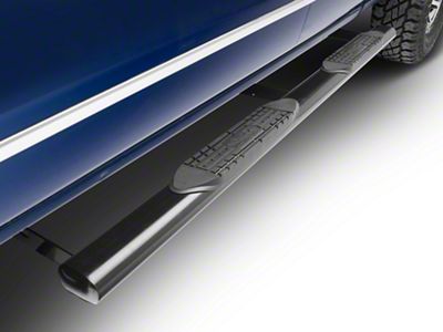 Raptor Series 4-Inch Straight Oval Nerf Side Step Bars; Body Mount; Black (14-18 Silverado 1500)